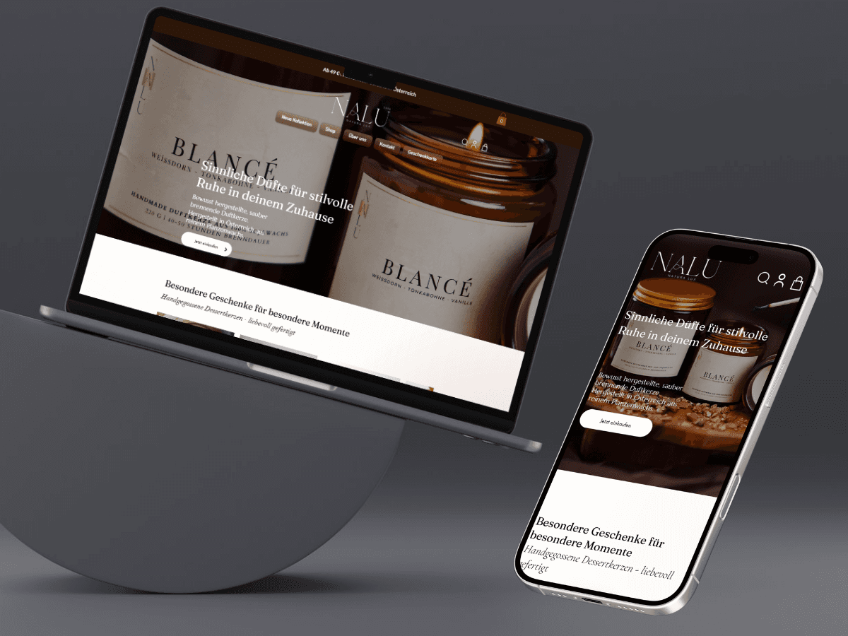 Der Onlineshop von Naturalux auf Laptop und Smartphone