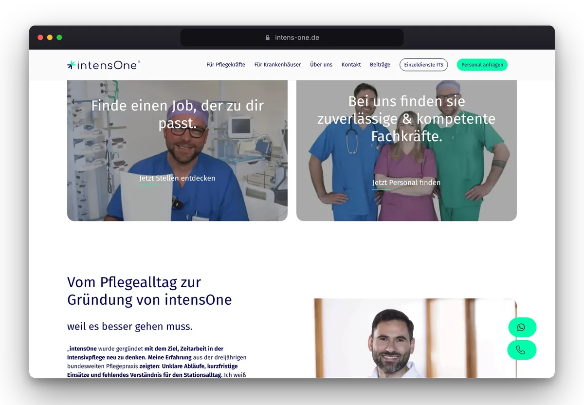 Website von intensOne im Browser, Ansicht 3