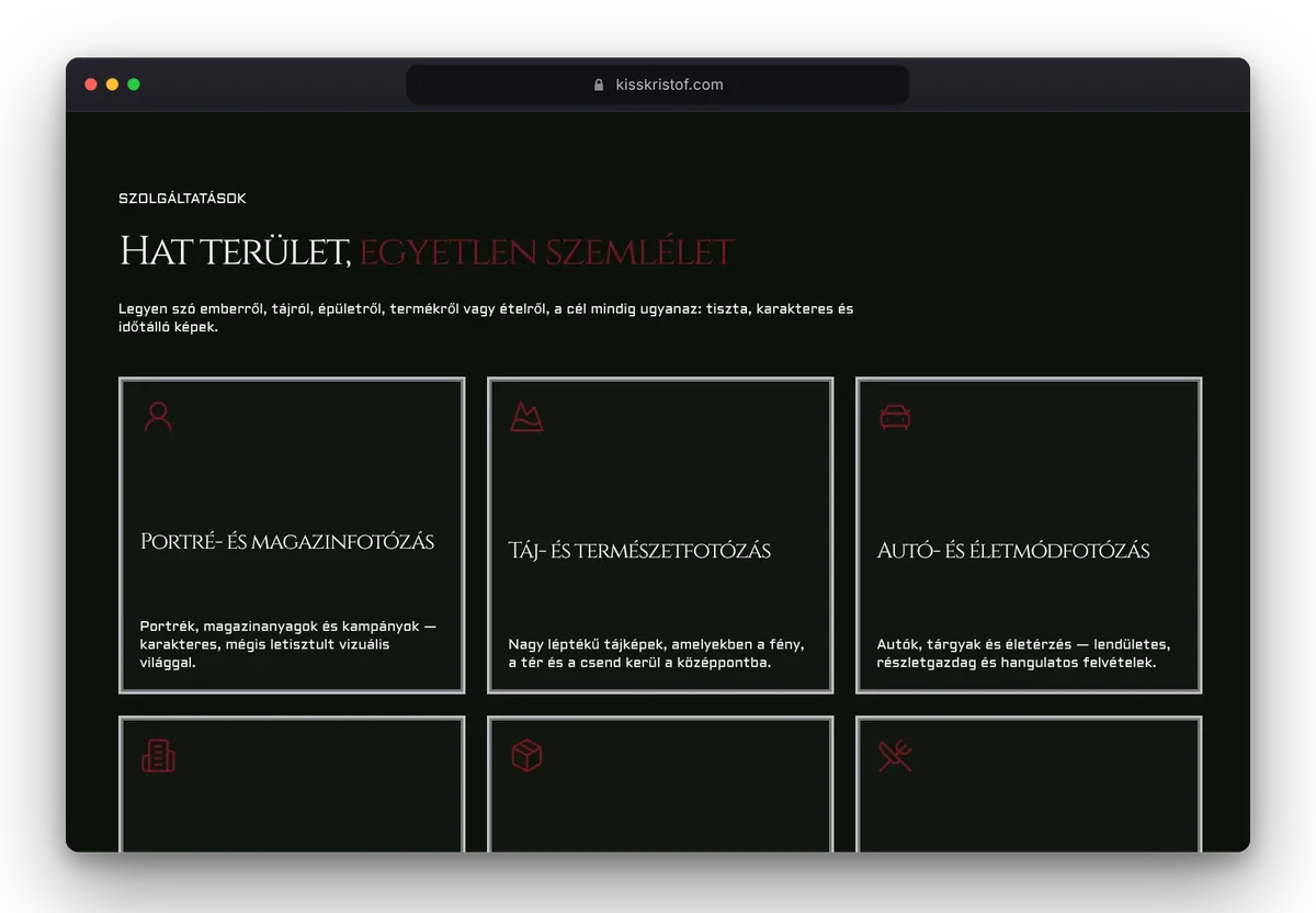 Website von Kiss Kristóf im Browser, Ansicht 4