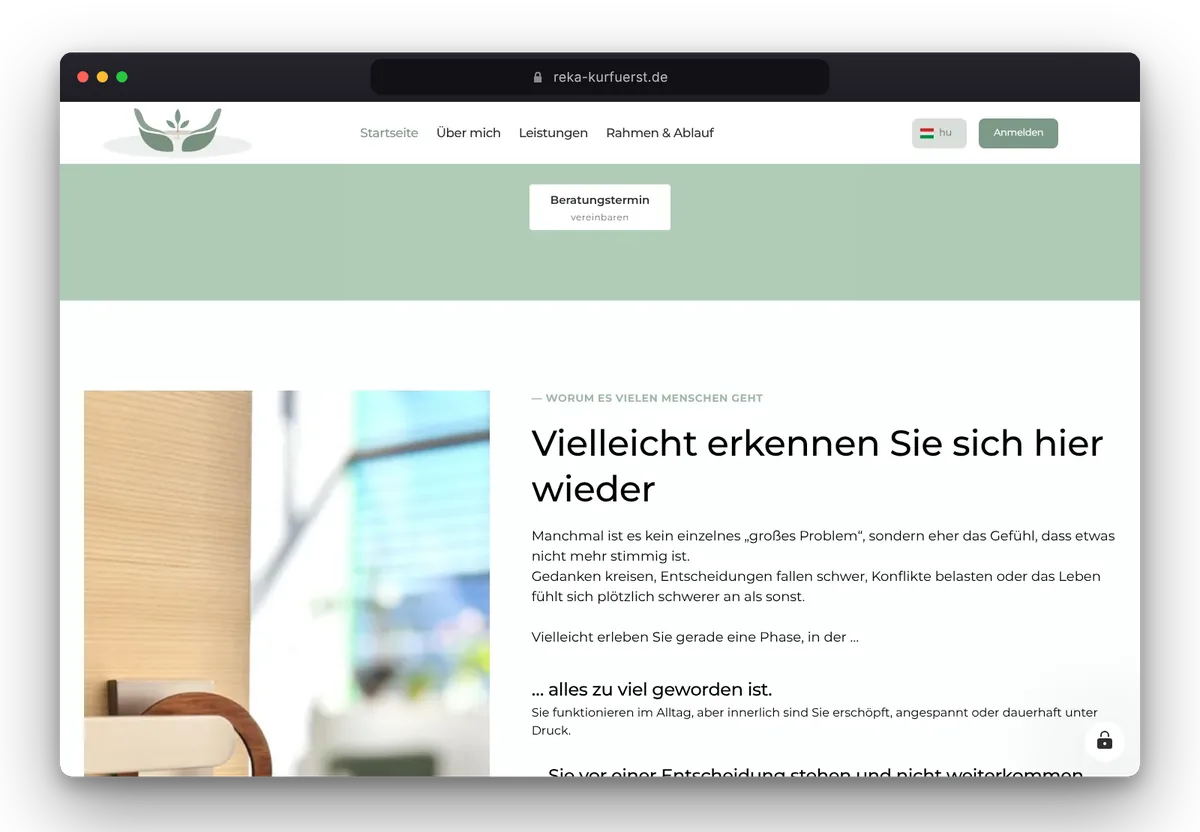Website von Réka Kurfürst im Browser, Ansicht 4
