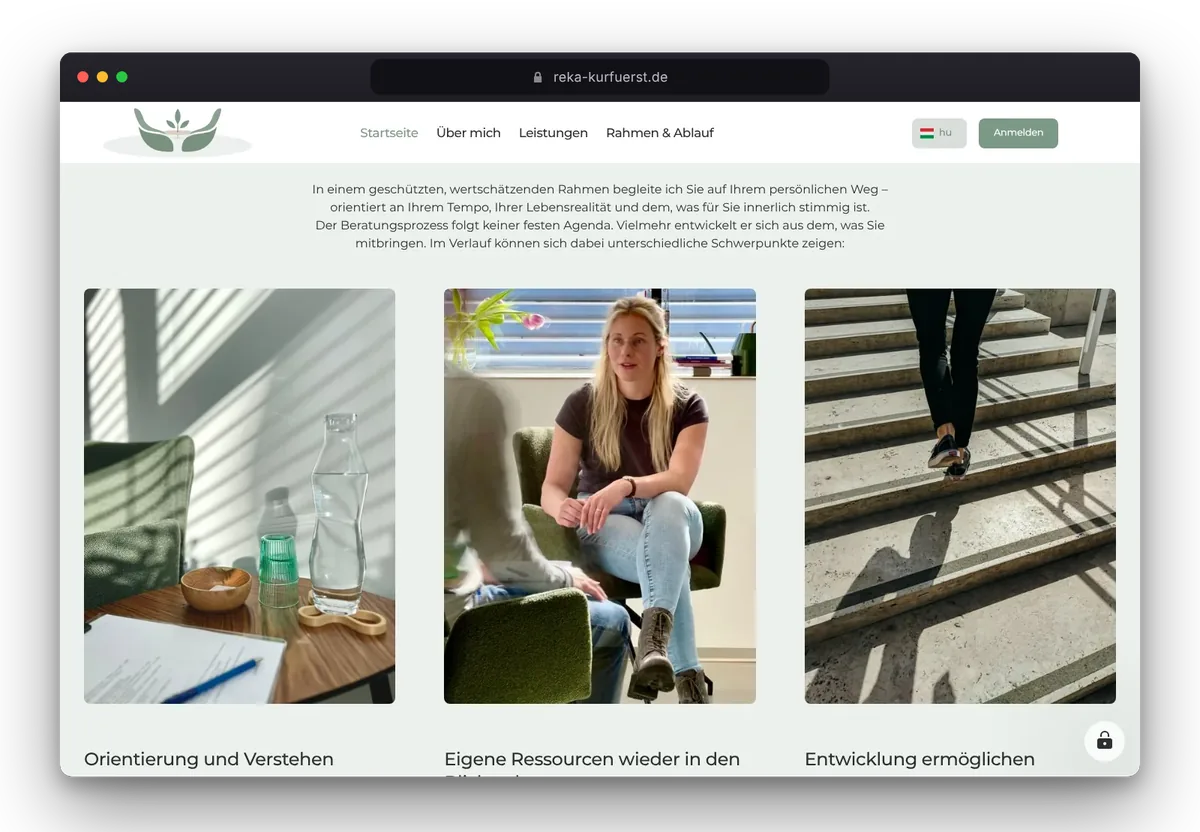 Website von Réka Kurfürst im Browser, Ansicht 6