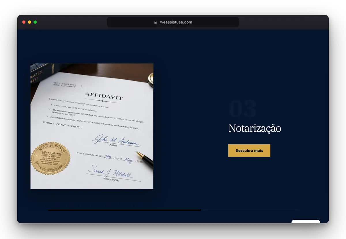 Website von We Assist USA im Browser, Ansicht 4